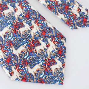 Lion print Mens tie Nature lover gift Silk tie Gift for him Animal print Blue necktie African animals Safari tie Animal tie Silk vintage
