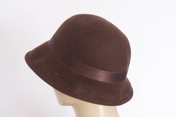 Brown Vintage wool hat Womens fedora Size small h… - image 6