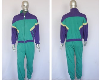 Warm cotton track suit Womens sport suit Purple suit Mens windbreaker Track jacket Track pants Sport clothing 90's sport suit Track top