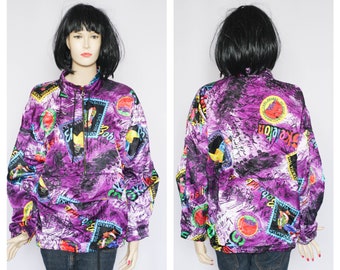 Vintage colorful jacket Sports jacket Womens windbreaker Vintage windbreaker 90s clothes Retro jacket Raincoat Casual jacket fashion
