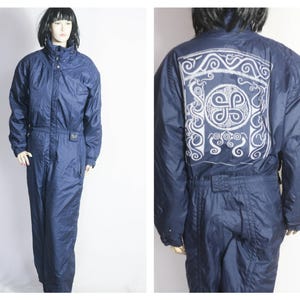 Size Large 90s ski suit vintage ski Womens ski suit Skiing suit Winter overalls  Warm suit Winter suit Snow suit Black suit Snowboard