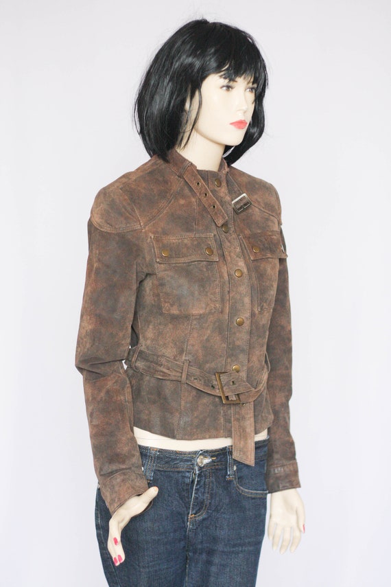 Vintage brown leather jacket Sexy jacket Biker ja… - image 6