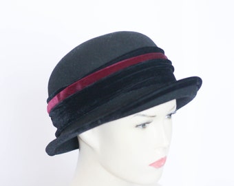 Sombrero de lana Unisex Classic fedora Sombrero de hombre Sombrero de mujer Negro fedora Unisex fedora Tamaño mediano Hombre fedora Sombrero vintage Sombrero negro