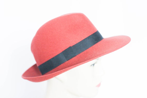 Vintage wool hat Womens fedora Size small Camel t… - image 1