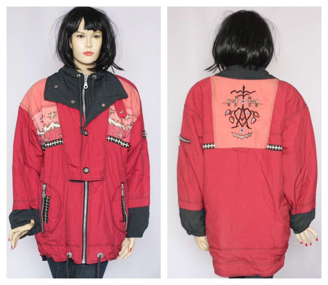 Vintage Red Winter Coat Warm Jacket Shell Coat Womens Jacket Ski Jacket ...