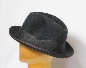 Vintage wool hat Womens fedora Size small black hat Wool hat Warm hat Winter hat Casual fedora Wool fedora Ladies hat Retro hat