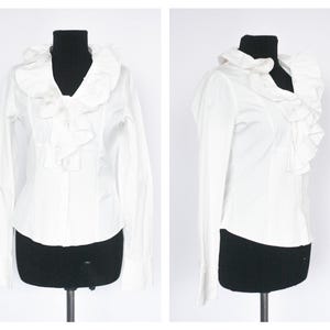 Vintage blouse Ruffle blouse Long sleeve blouse White blouse Holiday blouse Womens shirt Secretary blouse Classic blouse Romantic blouse