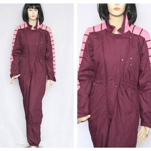 Oversized Burgundy ski suit Womens ski suit Winter suit Warm suit Snow suit Warm suit Vintage suit Ski jumpsuit Ski overal One piece suit