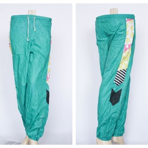 Turquoise-green pants Sport suit Althletic pants Vintage trousers 90s fashion Running pants Size small Retro Windbreaker pants Spotswear