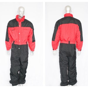 Vintage ski suit Men&#39;s ski suit Red suit 90s ski suit Warm suit Winter suit Winter overalls Winter jumpsuit Retro ski suit One piece