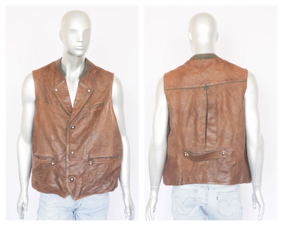 Vintage smooth leather national vest German vest … - image 1