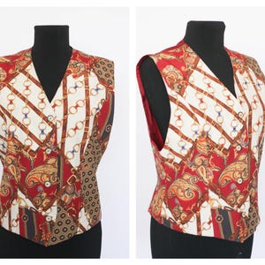 Vintage vest Abstract vest Viscose vest Office wear Chain vest Fabric vest Flowers waistcoat Cropped sweater Sleeveless sweater Vest top