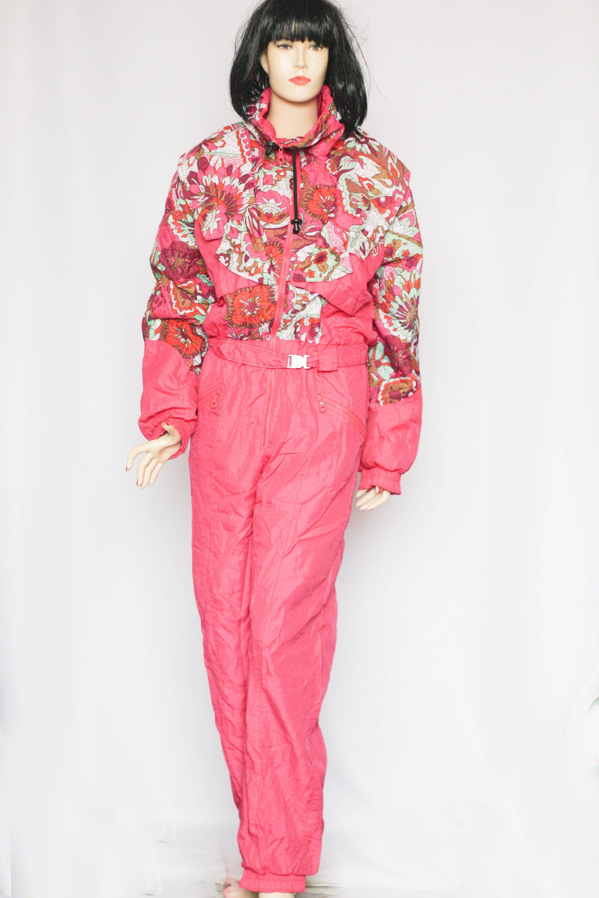 Vintage Pink Suit Ski Siut Womens Suit Snow Suit Winter Etsy