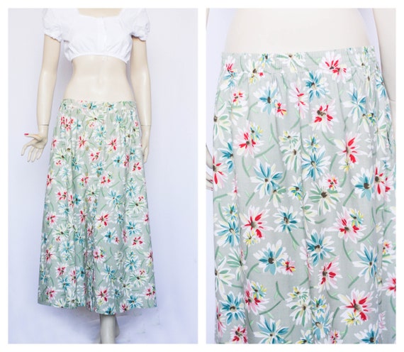 Vintage maxi skirt Long skirt Floral skirt Flower… - image 1