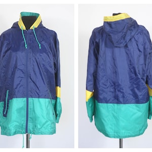 Chaqueta azul vintage Chaqueta deportiva Cortavientos de mujer Cortavientos vintage Ropa de los 90 Chaqueta retro Chubasquero Chaqueta casual de moda Schell