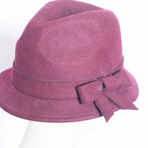 Burgundy Vintage wool hat Womens fedora Size medium hat Wool hat Warm hat Winter hat Casual fedora Wool fedora Ladies hat Retro hat