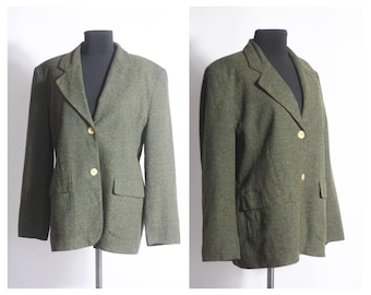 Womens wool blazer Womens blazer Wool blazer Suit jacket Casual jacket Everyday blazer Gray blazer Single breasted Tartan Silk
