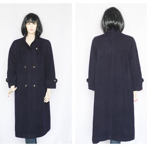 Oversized Double breasted Wool vintage coat Wool trench Black coat Winter coat Warm coat Retro coat Long coat Women coat Outwear coat