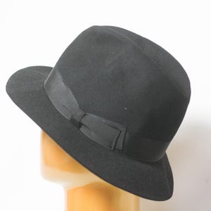 Black fedora hat Size XS, 53 Men&#39;s fedora Black fedora Retro hat Felt fedora Classic fedora Hat for women Homburg hat Ladies boho hat
