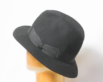 Sombrero fedora negro Talla XS, 53 Sombrero fedora para hombre Sombrero fedora negro Sombrero retro Sombrero fedora de fieltro Sombrero fedora clásico Sombrero para mujer Sombrero Homburg Sombrero boho para mujer