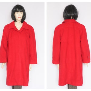 Oversized coat Loose coat Wool coat Size medium Winter overcoat Warm coat Womens coat Womens outerwear Retro coat Wool coat Red coat