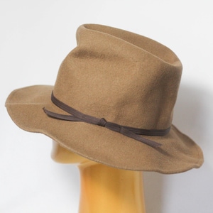 Vintage wide brim Hat Western hat Unisex hat Tan fedora Western hat Brown hat Cowboy hat Wild vest Outback hat Western look