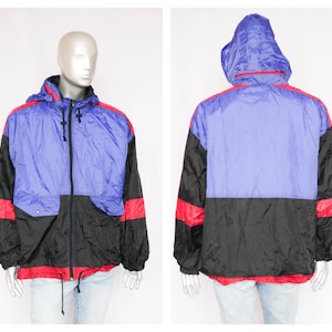 Blue jacket Vintage windbreaker Green windbreaker Shell jacket Men&#39;s raincoat Retro jacket Men&#39;s windbreaker Track jacket Hooded jacket