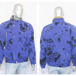 Chaqueta de esquí azul Chaqueta de hombre Chaqueta de invierno Chaqueta deportiva Traje de abrigo Chaqueta vintage Chaqueta de esquí retro Ropa de invierno Talla Media Snowboard