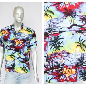 Dominican shirt Summer shirt Beach shirt Mens shirt Short sleeve shirt Hawaiian shirt Abstract print Aloha shirt hippie shirt Paint shirt