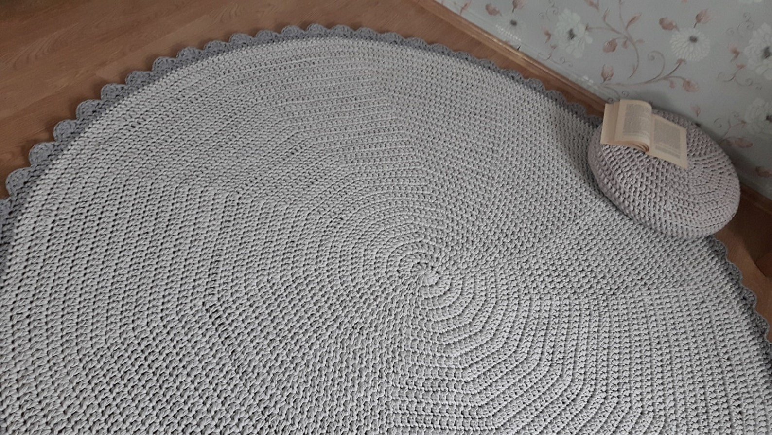Light Grey Crochet Rug Nursery Rug Kids Room Rug Grey Floor Etsy