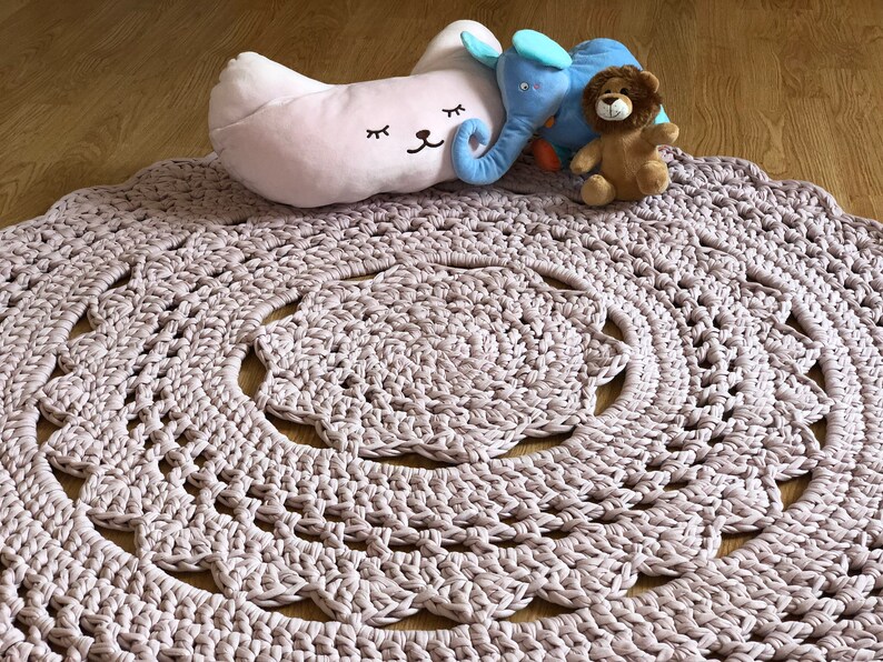 Dusty Pink Color Crochet Rug Floor Mat Nursery Rug Baby Etsy