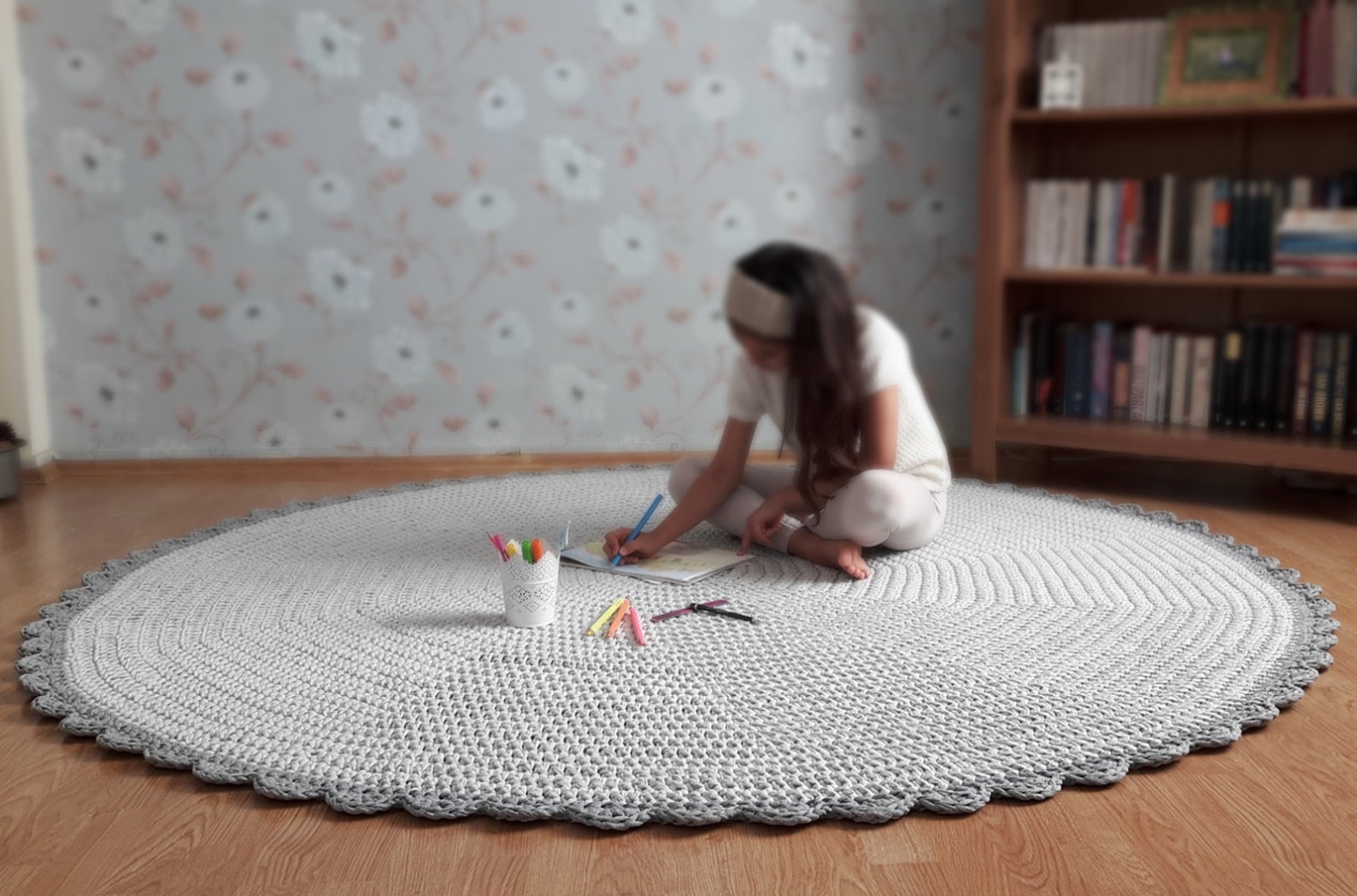 Light Grey Crochet Rug Nursery Rug Kids Room Rug Grey Floor Etsy