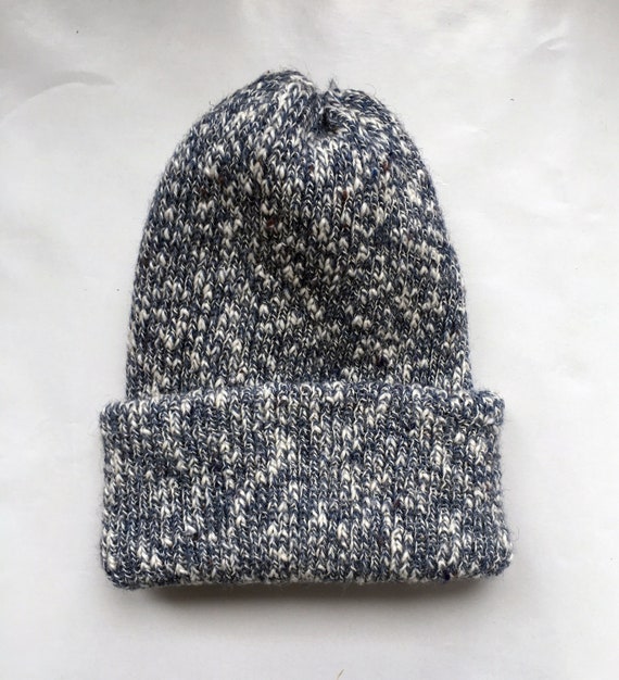 Blue Grey Ribbed Beanie Hat | Etsy 