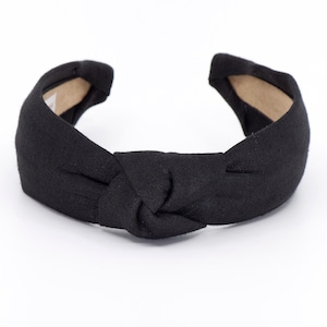Handmade Black Linen Knot Headband: Comfortable Hair Accessory