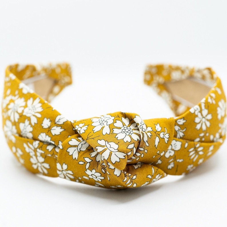 Women's Knot Headband Liberty of London Mustard Headband Floral Headband Liberty Capel Headband Girls Knot Headband Tween Headband image 1