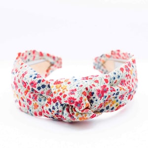 Floral Phoebe Liberty of London Comfortable Knot Headband, Gift for Her, Hairband Fits Girls and Women age 4+, Alice Band with Flowers
