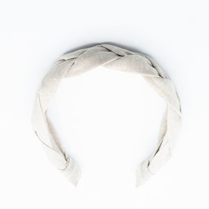 Geflochtenes Stirnband für Frauen, Turban Stirnband, Mädchen Haarschmuck, Herbst Stirnband, Leinen, Neutral, Weihnachtsgeschenk für Sie Bild 3