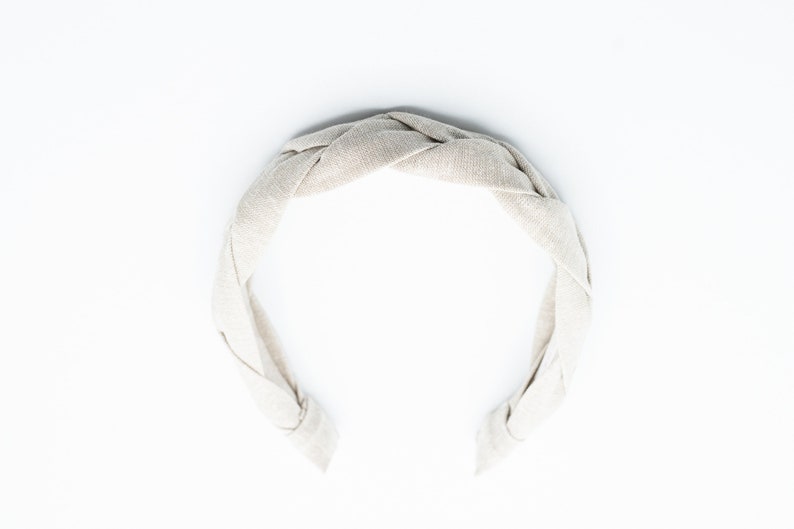 Geflochtenes Stirnband für Frauen, Turban Stirnband, Mädchen Haarschmuck, Herbst Stirnband, Leinen, Neutral, Weihnachtsgeschenk für Sie Bild 3
