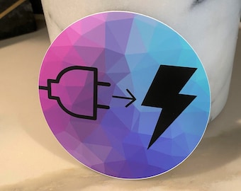 Plug to Charge Tricolor Geometric Electric Vehicle Car Bumper Sticker Vinyl Decal