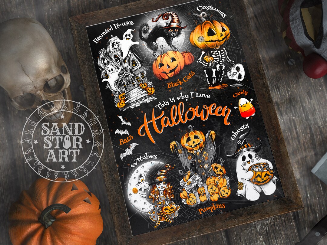 This is Why I Love Halloween A4 Art Print by Sandstar Art Pumpkins