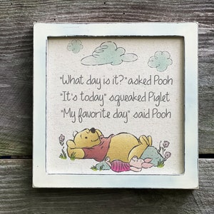 Winnie the Pooh Nursery Decor: Shabby Chic Framed Canvas Print