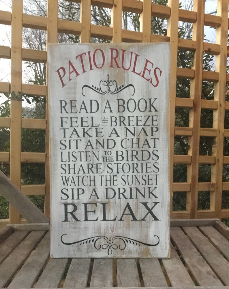 Patio Rules Sign Farmhouse Decor Beach Condo Lake House Etsy