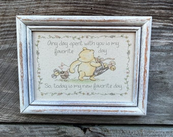 Winnie the Pooh sign Any day spent with you | Pooh Nursery quote | Baby shower gift | Framed canvas print | Nursery decor | Baby reveal gift
