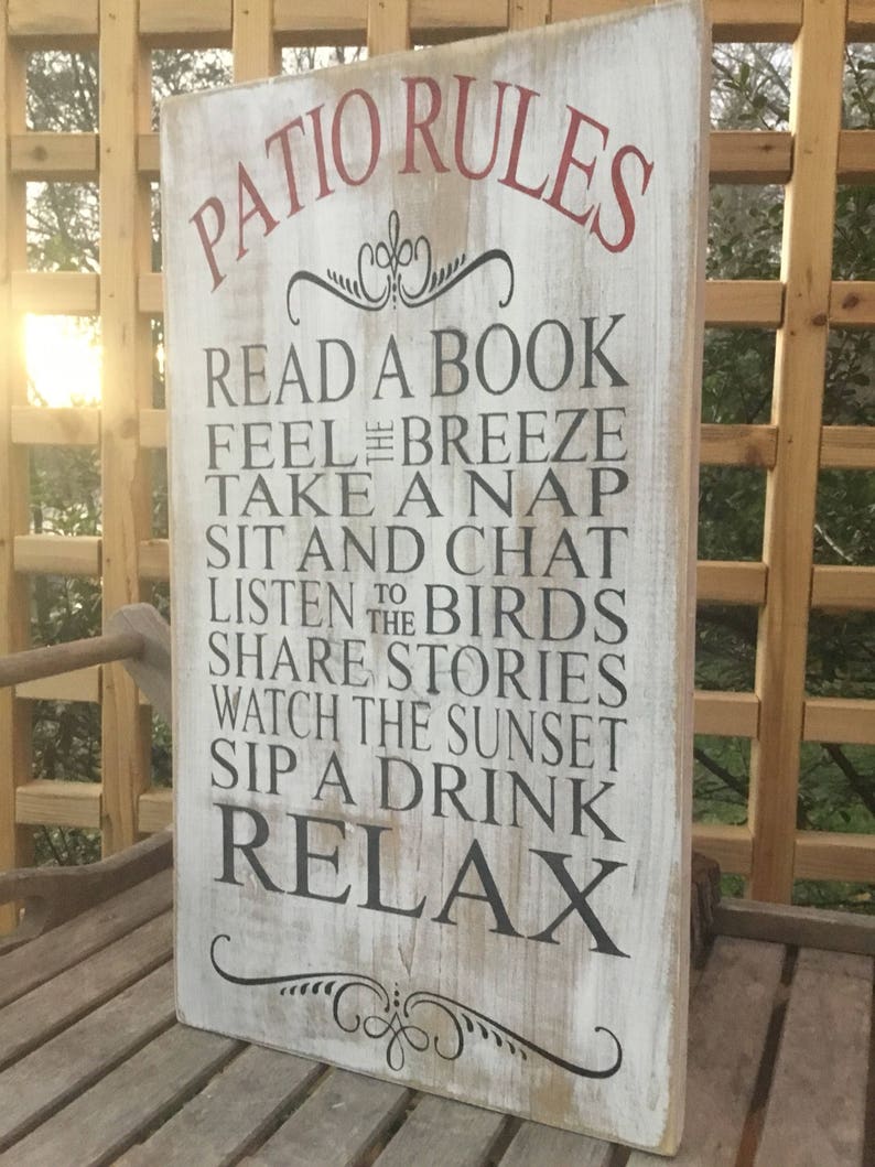 Patio Rules Sign Farmhouse Decor Beach Condo Lake House Etsy