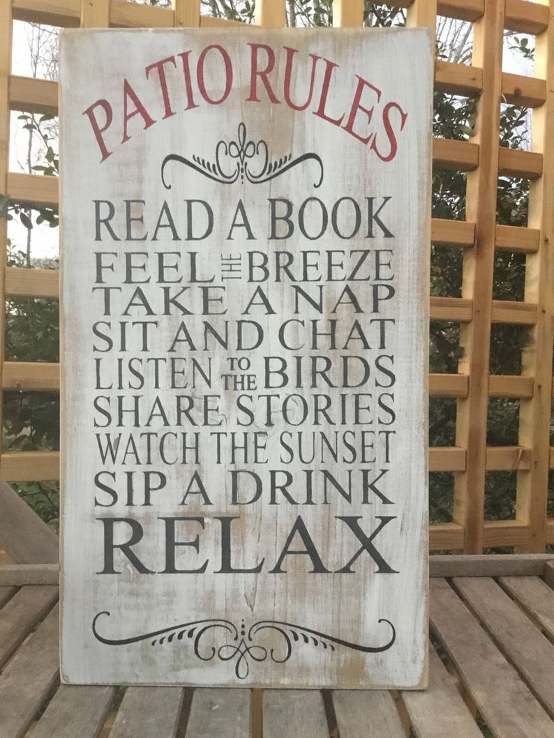 Patio Rules Sign Farmhouse Decor Beach Condo Lake House Etsy