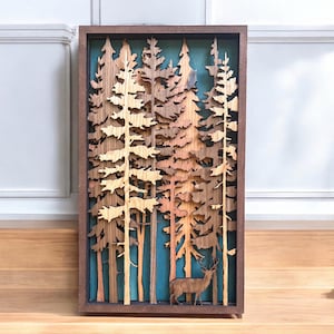 3D Deer Snow Scene Box Laser Cut Out Unfinished Wood BOX4 3D Deer Snow Scene Box Laser Cut Out Unfinished Wood BOX4