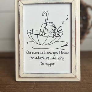 Winnie the Pooh Engraved Sign: Shabby Chic Nursery Decor