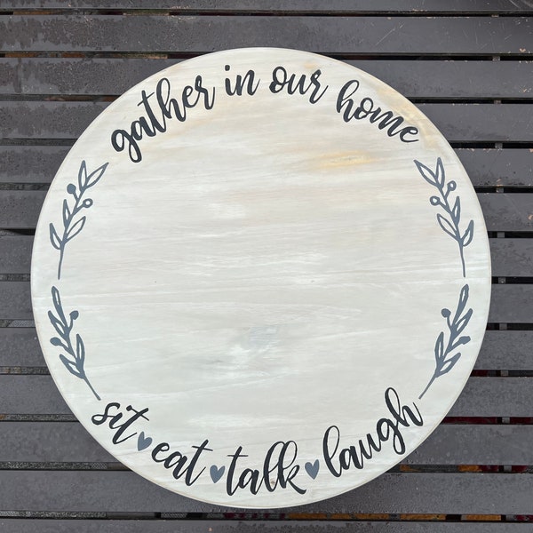 Cadeau Lazy Susan pour maman de sa fille, Rassemblez-vous dans notre maison, Platine vinyle Lazy Susan, décoration de table de cuisine, cadeau de pendaison de crémaillère, plateau de service