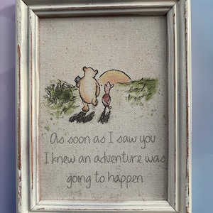 Winnie the Pooh Nursery Decor: Shabby Chic Framed Canvas Print