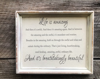 Framed Inspirational Quote: Shabby Chic Farmhouse Decor